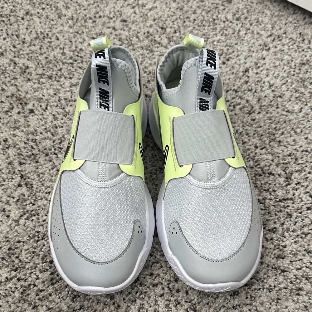 Nike Kids Silver and Neon Green Slip-On Sneakers